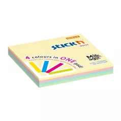   STICK N Öntapadó jegyzettömb, 76x76 mm, 100 lap, STICK N "Magic Pad" pasztell színek