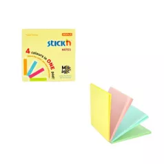  STICK N Öntapadó jegyzettömb, 76x76 mm, 100 lap, STICK N "Magic Pad" pasztell színek