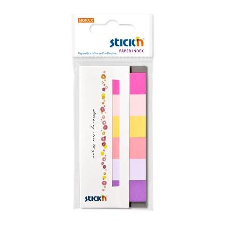 STICK N Jelölőcímke, papír, 7x30 lap, 45x15 mm, STICK N, tavaszi színek