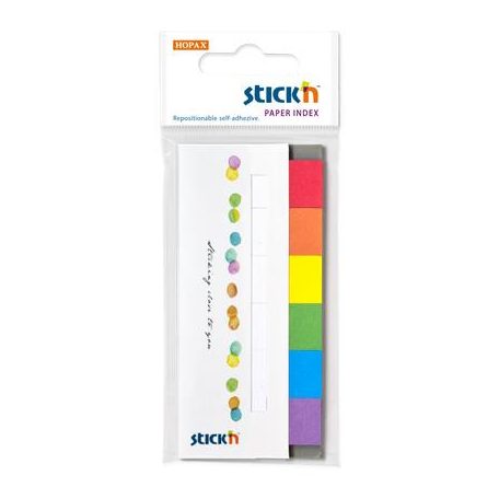 STICK N Jelölőcímke, papír, 7x30 lap, 45x15 mm, STICK N, szivárvány színek