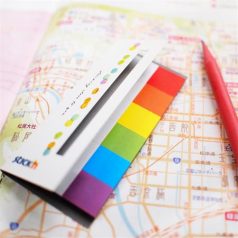   STICK N Jelölőcímke, papír, 7x30 lap, 45x15 mm, STICK N, szivárvány színek