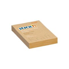   STICK N Öntapadó jegyzettömb, 76x51 mm, 100 lap, STICK N "Kraft Notes", barna