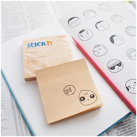 STICK N Öntapadó jegyzettömb, 76x76 mm, 100 lap, STICK N "Kraft Notes", barna