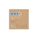 STICK N Öntapadó jegyzettömb, 76x76 mm, 100 lap, STICK N "Kraft Notes", barna