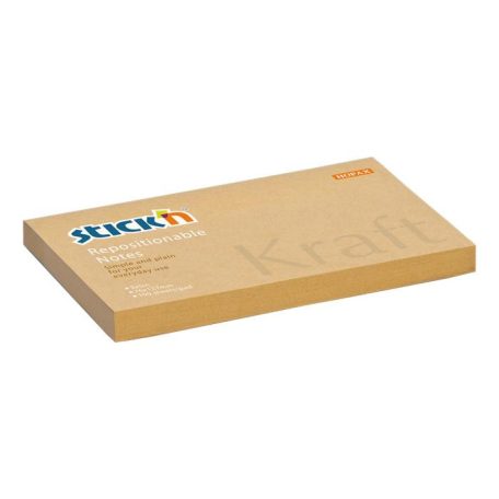STICK N Öntapadó jegyzettömb, 76x127 mm, 100 lap, STICK N "Kraft Notes", barna