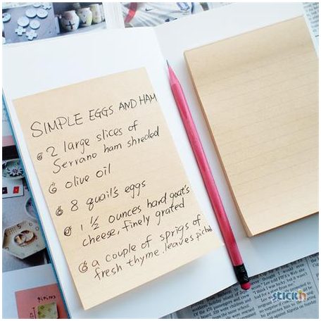 STICK N Öntapadó jegyzettömb, vonalas, 150x101 mm, 100 lap, STICK N "Kraft Notes"