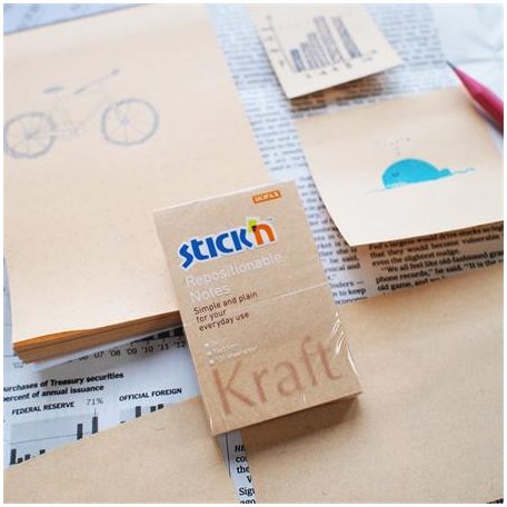 STICK N Öntapadó jegyzettömb, vonalas, 150x101 mm, 100 lap, STICK N "Kraft Notes"