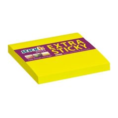   STICK N Öntapadó jegyzettömb, 76x76 mm, 90 lap, STICK N "Extra Sticky", neon sárga