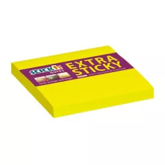   STICK N Öntapadó jegyzettömb, 76x76 mm, 90 lap, STICK N "Extra Sticky", neon sárga