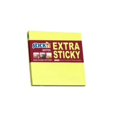   STICK N Öntapadó jegyzettömb, 76x76 mm, 90 lap, STICK N "Extra Sticky", neon sárga