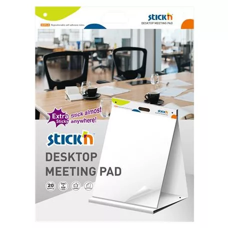 STICK N Asztali flipchart tömb, öntapadó, 584x508 mm, 20 lap, STICK N, fehér