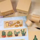 STICK N Öntapadó jegyzettömb, 76x76 mm, 400 lap, mini raklap, STICK N "Kraft Cube", barna