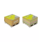 STICK N Öntapadó jegyzettömb, 76x76 mm, 400 lap, mini raklap, STICK N "Kraft Cube", barna