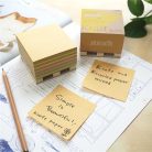 STICK N Öntapadó jegyzettömb, 76x76 mm, 400 lap, mini raklap, STICK N "Kraft Cube", vegyes színek