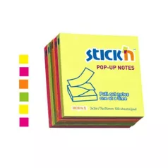   STICK N Öntapadó jegyzettömb csomag, "Z", 76x76 mm, 6x100 lap, STICK N, neon színek