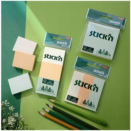 STICK N Öntapadó jegyzettömb, 38x51 mm, 3x100 lap, STICK N, pasztell színek