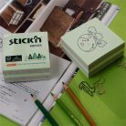 STICK N Öntapadó kockatömb, 76x76mm, 400 lap, STICK N, erdő színei pasztell mix