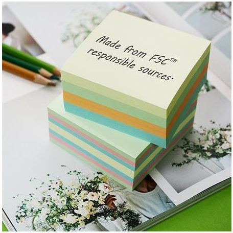 STICK N Öntapadó kockatömb, 76x76mm, 400 lap, STICK N, erdő színei pasztell mix