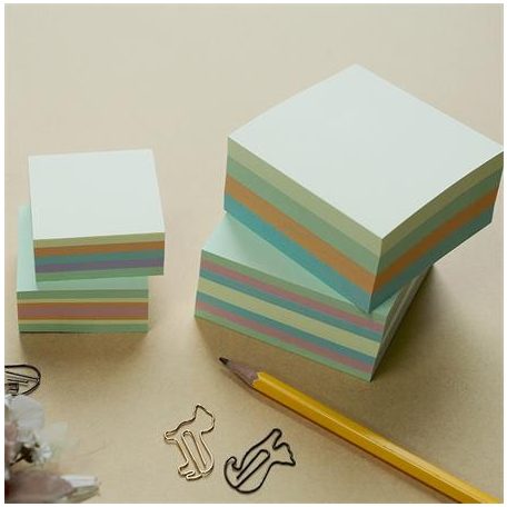 STICK N Öntapadó kockatömb, 76x76mm, 400 lap, STICK N, erdő színei pasztell mix