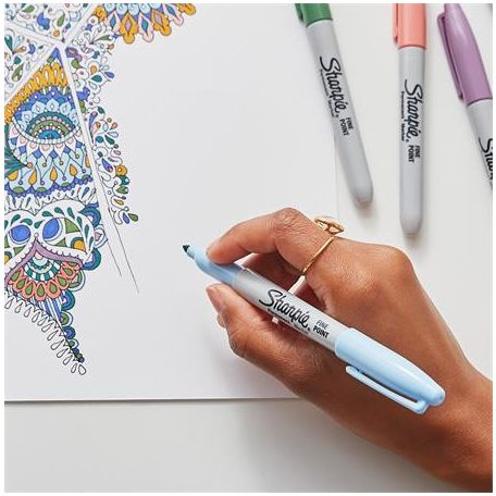 SHARPIE Alkoholos marker, 1 mm, kúpos, SHARPIE "Fine Point", pasztellkék