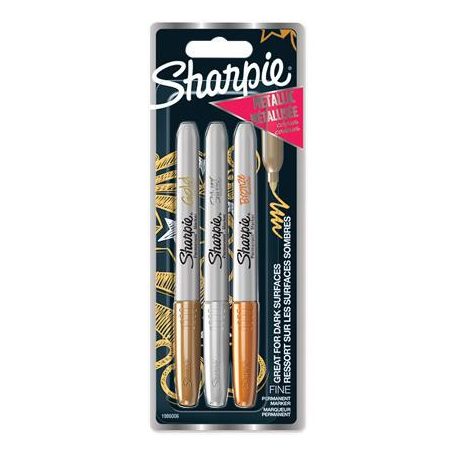 SHARPIE Alkoholos marker készlet, 1,4 mm, kúpos, SHARPIE "Metallic", 3 különböző szín