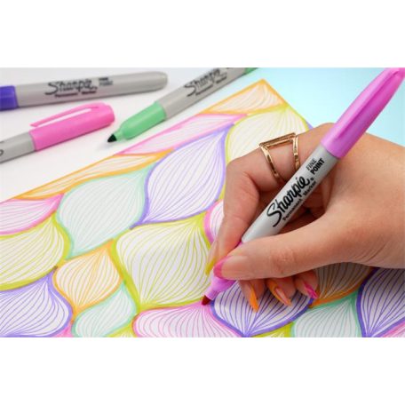 SHARPIE Alkoholos marker készlet, 1 mm, kúpos, SHARPIE "Fine Point", 4 különböző pasztell szín
