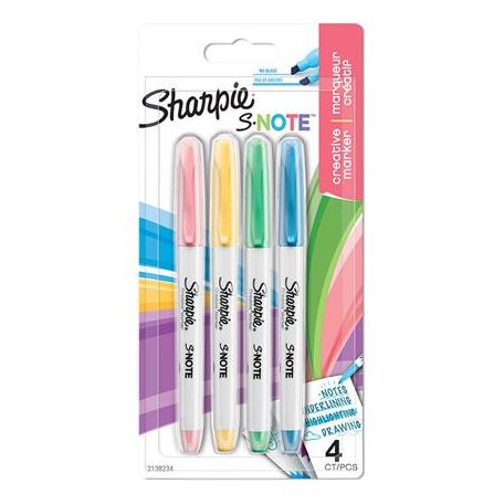 SHARPIE Filctoll készlet, vágott,  SHARPIE "S-Note", 4 különböző szín