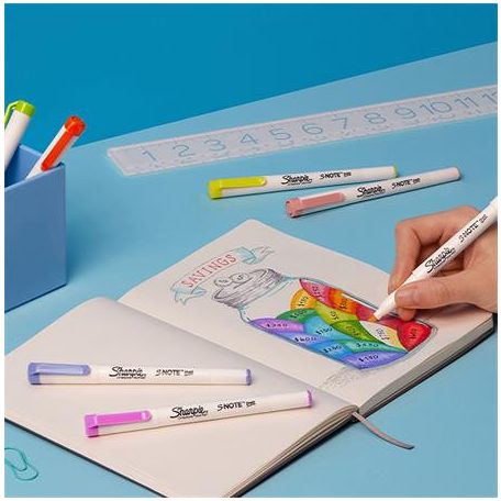 SHARPIE Filctoll készlet, vágott,  SHARPIE "S-Note", 4 különböző szín