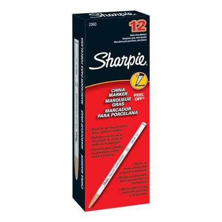 SHARPIE Jelölőceruza, 2,0 mm, SHARPIE "Peel-Off China marker", fehér