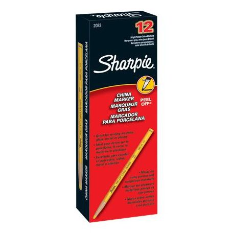 SHARPIE Jelölőceruza, 2,0 mm, SHARPIE "Peel-Off China marker", sárga