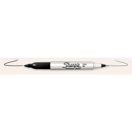 SHARPIE Alkoholos marker, kúpos, kétvégű, SHARPIE "Twin Tip", fekete