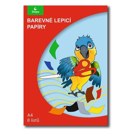STEPA Színes papír, A4 , öntapadó, 8 lap, STEPA, vegyes színek