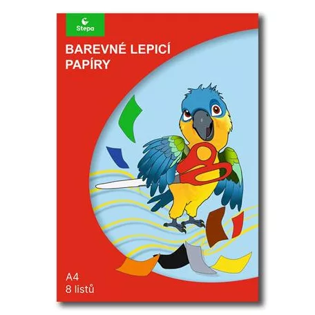 STEPA Színes papír, A4 , öntapadó, 8 lap, STEPA, vegyes színek