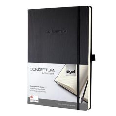   SIGEL Jegyzetfüzet, exkluzív, A5, kockás, 97 lap, keményfedeles, SIGEL "Conceptum", fekete