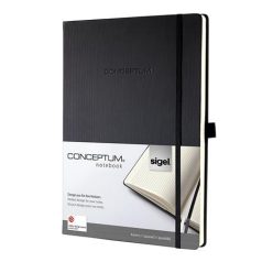   SIGEL Jegyzetfüzet, exkluzív, A6, kockás, 97 lap, keményfedeles, SIGEL "Conceptum", fekete