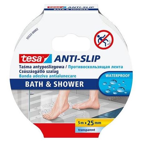 TESA Csúszásgátló szalag, fürdőszobai, 25 mm x 5 m, TESA "Anti-Slip", átlátszó