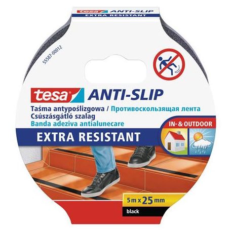 TESA Csúszásgátló szalag, 25 mm x 5 m, TESA "Anti-slip", fekete