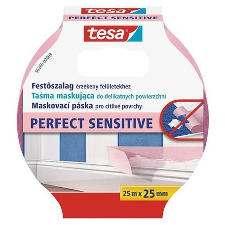 TESA Festő- és mázolószalag, érzékeny felületekhez, 25 mm x 25 m, TESA "Perfect Sensitive"