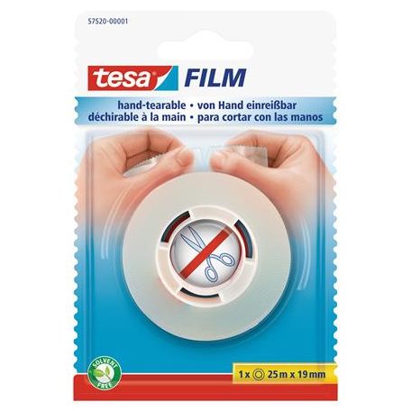 TESA Ragasztószalag, kézzel téphető, 19 mm x 25 m, TESA "tesafilm®", átlátszó