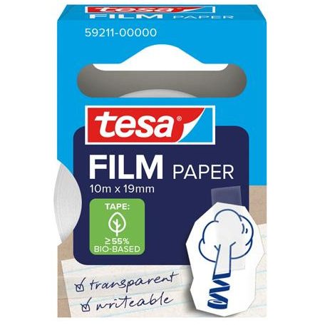 TESA Ragasztószalag, írható, papír, 19 mm x 10 m, TESA "tesafilm®", átlátszó