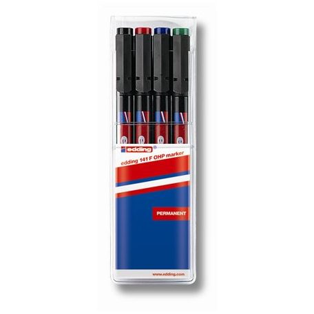 EDDING Alkoholos marker készlet, OHP, 0,6 mm, EDDING "141 F", 4 különböző szín