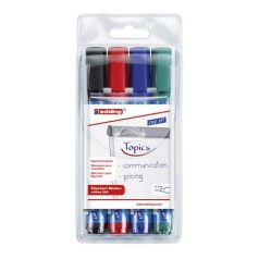   EDDING Flipchart marker készlet, 1,5-3 mm, kúpos, EDDING "380", 4 különböző szín