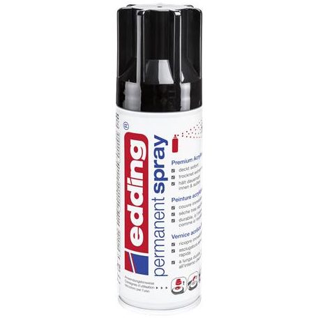 EDDING Akrilfesték spray, 200 ml, EDDING "5200", fényes fekete