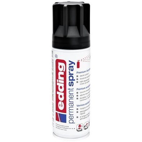 EDDING Akrilfesték spray, 200 ml, EDDING "5200", matt fekete