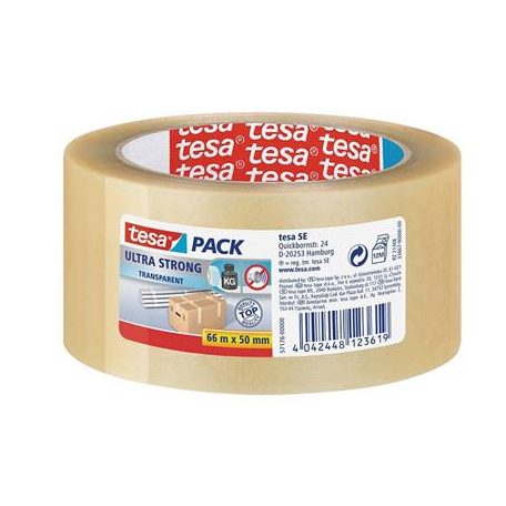 TESA Csomagolószalag, 50 mm x 66 m, TESA "Ultra Strong", átlátszó