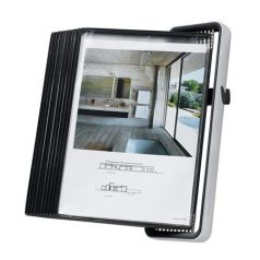   DJOIS Bemutatótábla tartó, fali, A4, 10 db bemutatótáblával, DJOIS "Veo", ezüst-fekete