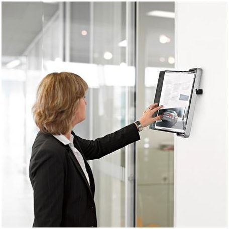 DJOIS Bemutatótábla tartó, fali, A4, 10 db bemutatótáblával, DJOIS "Veo", ezüst-fekete