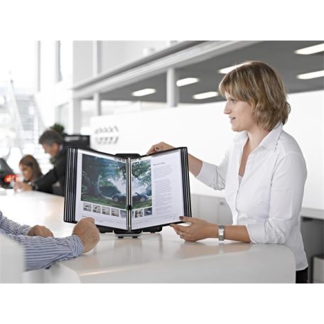 DJOIS Bemutatótábla tartó, asztali, A4, 10 db bemutatótáblával, DJOIS "Veo", ezüst-fekete