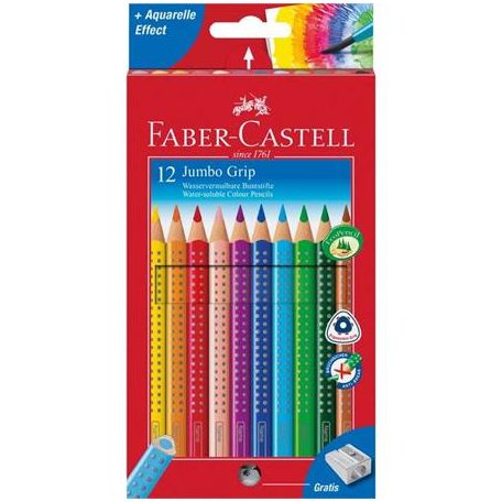 FABER-CASTELL Színes ceruza készlet, háromszögletű, FABER-CASTELL "Jumbo Grip", 12 különböző szín