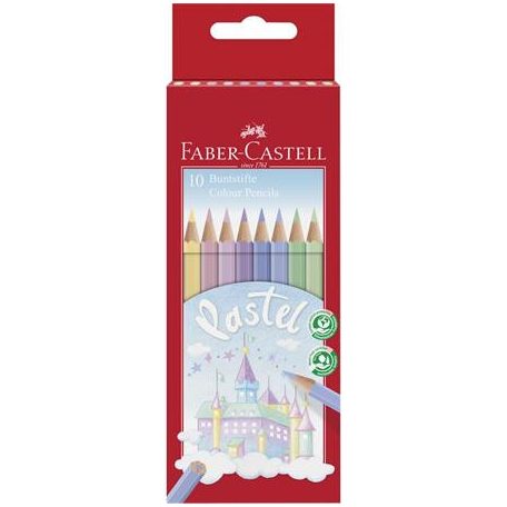 FABER-CASTELL Színes ceruza készlet, hatszögletű, FABER-CASTELL, 10 különböző pasztell szín